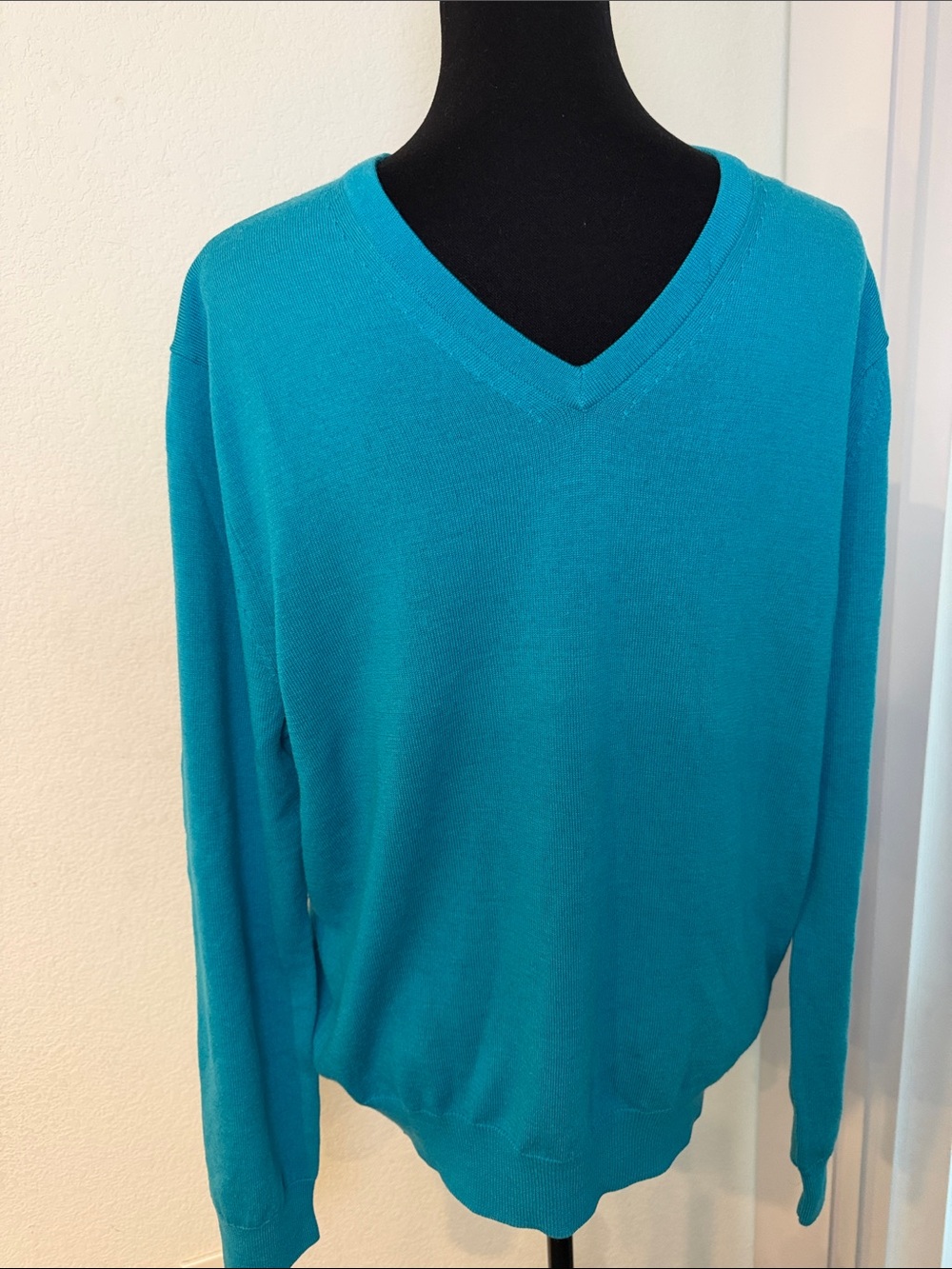 EXPRESS Men’s Turquoise V-Neck 100% Merino Wool Sweater